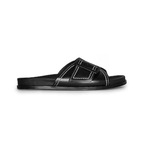 COS Contrast-Stitch Buckled Leather Slides - Picture 5 of 16